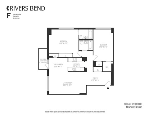 A floor plan for an apartment in Rivers Bend.